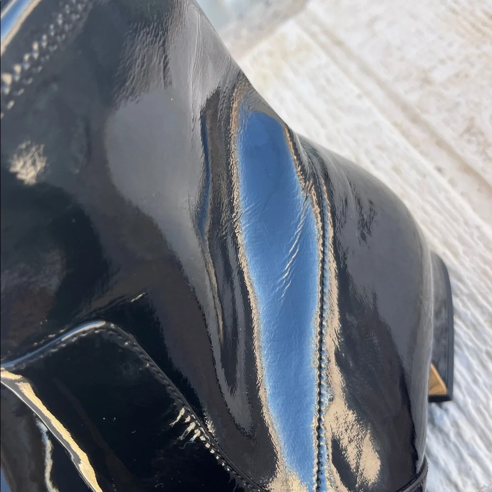 Tory Burch Black Patent Leather Ankle Boots Heels Size 9.5 $398
